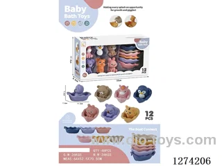 Bath Toys: 6 Bath Floating Boats + 6 Vinyl Animals (6 Boats, 6 Animals)