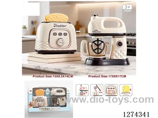 Toaster: Bread popping, Bell sound; Blender: Lights, Rotation / 2AA (batteries not included)