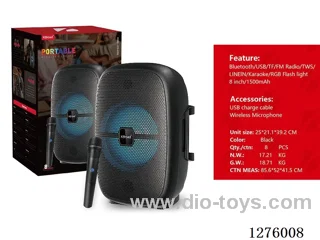 Audio - Single 8-inch Speaker, Charging Cable, Wireless Microphone