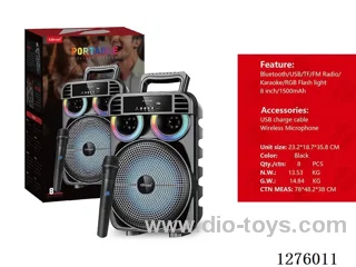 Audio - Single 8-inch Speaker, Charging Cable, Wireless Microphone