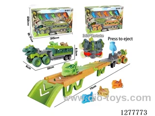 Multifunctional Transformable Storage Inertia Launch Dinosaur Car with 5 pull back dinosaur cars 2 mixed