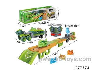 Multifunctional Transformable Storage Inertia Launch Dinosaur Car with 4 pull back dinosaur cars 2 mixed