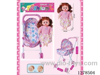 Round Metal Push Cart + doll with IC