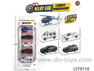 Free Wheel Alloy: 1 Airplane and 4 Police Cars