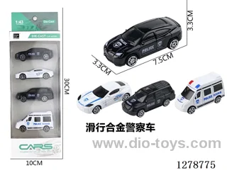 Free Wheel Alloy: 4 Police Cars