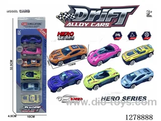 free wheel alloy car 6PCS
