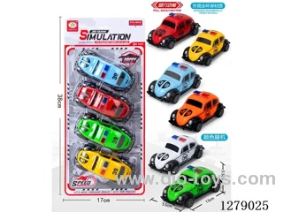 6-color pull back police car (made of environmentally friendly materials) 4PCS