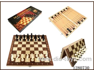 Wooden Magnetic 3-in-1 Chess Set