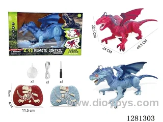 2.4G RC dinosaur with spray included battery 2 colors