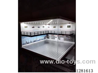 1:64 Scale Model Car Garage with Lights, Die-Cast Car Storage and Display Stand (with Acrylic Dust-Proof Door)