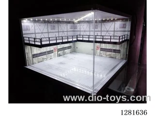 1:64 Illuminated Realistic Model Car Garage Parking Lot Die-Cast Car Storage Display Stand (with Acrylic Dust-Proof Door)