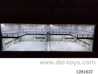 1:64 Illuminated Scale Model Garage Parking Lot Die-Cast Car Storage Display Rack (with Acrylic Dust-Proof Door)