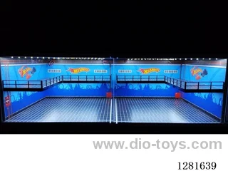 1:64 Illuminated Scale Model Garage Parking Lot Die-Cast Car Storage Display Rack (with Acrylic Dust-Proof Door)
