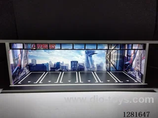 1:64 Illuminated Scale Model Garage Parking Lot Die-Cast Car Storage Display Stand (with Acrylic Dust-Proof Door)