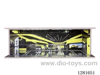 1:64 Lighted Scale Model Garage Parking Lot Die-Cast Car Storage Display Stand (with Acrylic Dust-Proof Door)