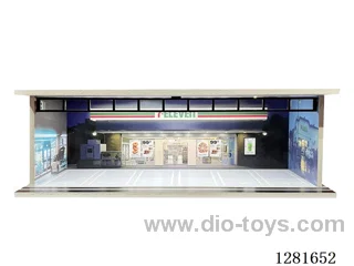 1:64 Illuminated Scale Model Garage Parking Lot Die-Cast Car Storage Display Stand (with Acrylic Dust-Proof Door)