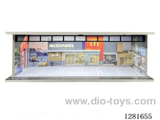 1:64 Illuminated Scale Model Garage Parking Lot Die-Cast Car Storage Display Stand (with Acrylic Dust-Proof Door)