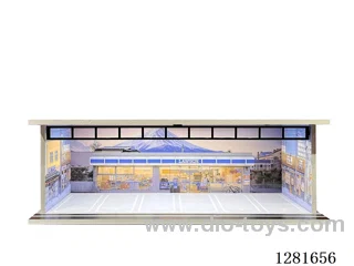 1:64 Illuminated Scale Model Garage Parking Lot Die-Cast Car Storage Display Stand (with Acrylic Dust-Proof Door)