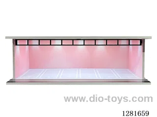 1:64 Illuminated Scale Model Garage Parking Lot Die-Cast Car Storage Display Stand (with Acrylic Dust-Proof Door)