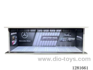 1:64 Lighted Scale Model Garage Parking Lot Die-Cast Car Storage Display Stand (with Acrylic Dust-Proof Door)