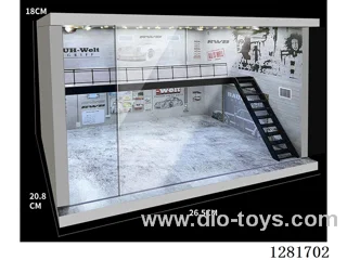 Realistic Dust-Proof Double-Deck Garage with Lights (Compatible with 1/64, 1/43, 1/36, and 1/32 Scale Car Models)