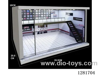 Realistic Dust-Proof Double-Deck Garage with Lights (Compatible with 1/64, 1/43, 1/36, and 1/32 Scale Car Models)