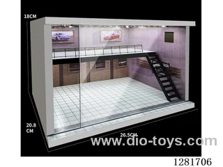 Realistic Dust-Proof Double-Deck Garage with Lights (Compatible with 1/64, 1/43, 1/36, and 1/32 Scale Car Models)