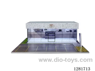 1:64 Model Car Display and Storage Scene: Coffee Shop