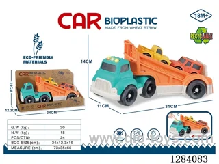 Straw Material - Cartoon Track Gliding Transport Car (Lights & Sounds)