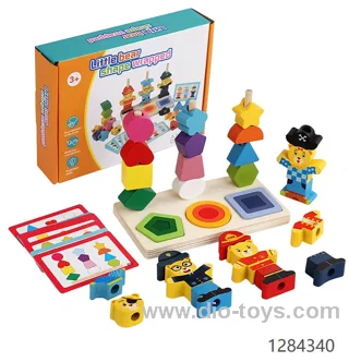 Educational Wooden Bear Column Building Blocks Toys