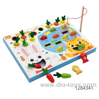 Toddlers Wooden Magnetic Fishing Game Toys