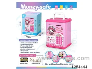 Piggy bank / Card access / Fingerprint recognition / Song mode / Requires 3 AA batteries (not included)