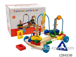 Wooden Stacking Trailer Bead Stringing Set