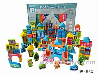 Wooden Scenario Building Blocks 100PCS - Small Town