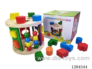 Wooden Round 15-Hole Matching Box