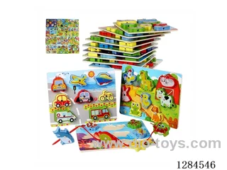 Wooden 3-in-1 Fishing and Stringing Puzzle (Assorted)