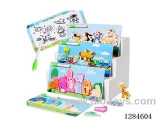 Wooden 2-in-1 3D Puzzle Writing Board Assorted
