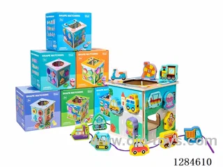 Wooden Square Block Stringing Matching Intelligence Box Assorted