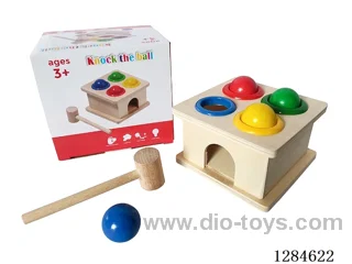 Wooden Ball-Hitting Table with Small Hammer Set