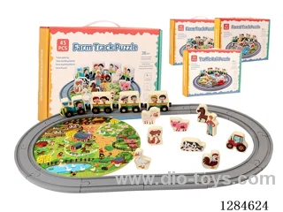 Wooden Building Block Track Cars / Puzzles - Assorted