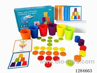 Wooden Color-Sorting Puzzle Stacking Cups