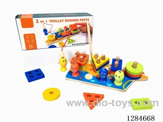 Wooden Fishing Game (4 Sets of Poles, 2-in-1)