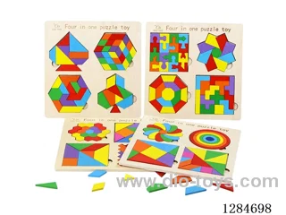 Wooden 4-in-1 Building Block Puzzle Assortment