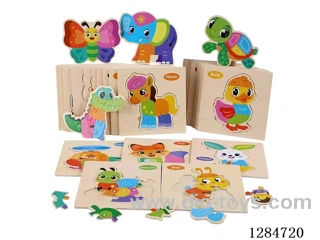Wooden Cartoon Snap-Together Puzzle