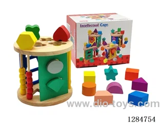 Wooden 13-Hole Circular Puzzle Box