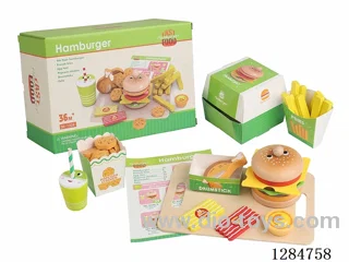 Wooden Big Burger and Fries Set