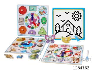 Wooden Drawing Board Clock and Teething Ring