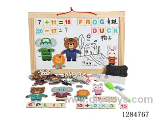 Wooden Bear Dress-Up Magnetic Black-and-White Drawing Board