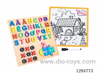 Wooden Alphabet Tic-Tac-Toe Puzzle Writing Board 4-in-1 - Vietnamese