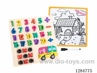 Wooden Number XO Puzzle Writing Board 4-in-1